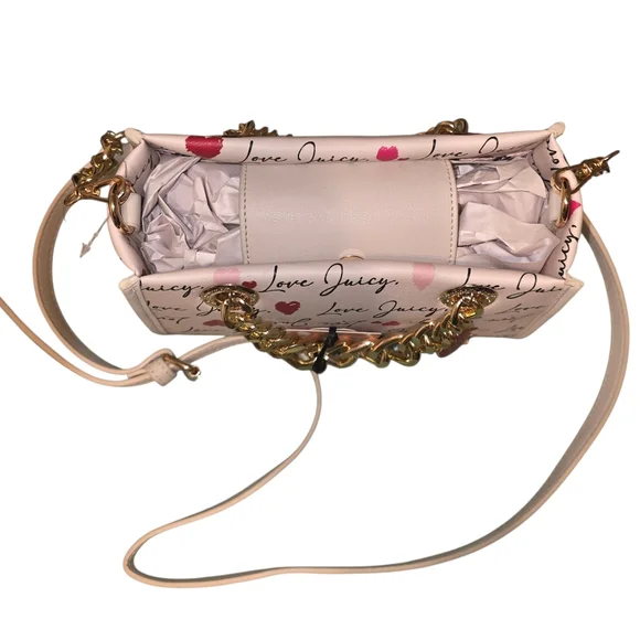 Juicy Couture Love Script Crossbody Bag in Pink and Cream - Picture 5 of 5